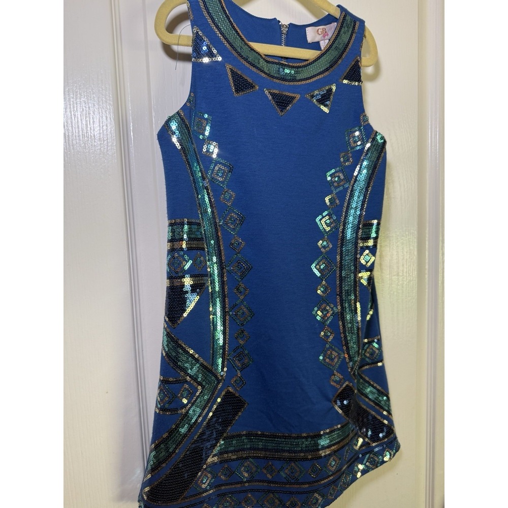 GB Girls Size Small Royal Blue Sequin Dress Sleeveless Party Holiday Special Occ - Picture 8 of 9